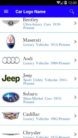 Car Logo Name для Android — скриншот 2