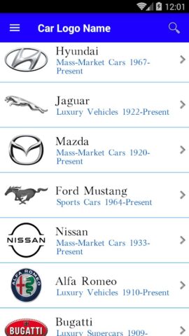 Car Logo Name для Android — скриншот 3