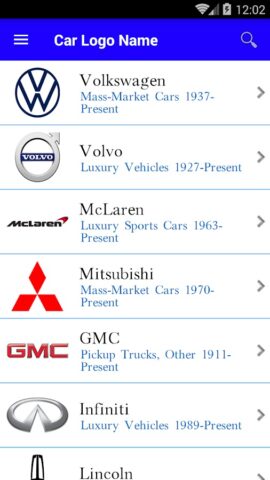 Car Logo Name для Android — скриншот 5