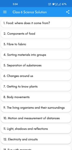 Class 6 NCERT Science Solution для Android — скриншот 1