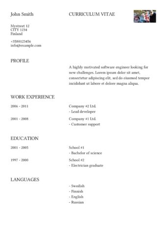 Curriculum Vitae для Android — скриншот 1