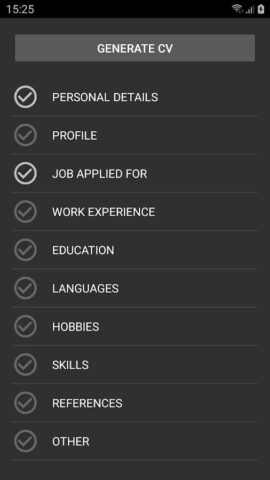 Curriculum Vitae для Android — скриншот 3