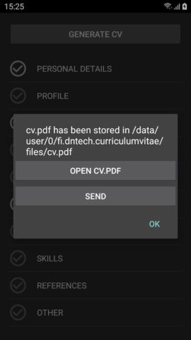 Curriculum Vitae для Android — скриншот 4