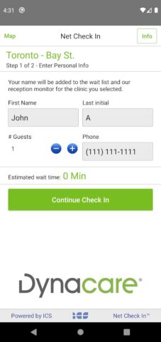 Dynacare — Net Check In для Android — скриншот 2