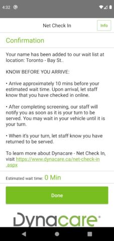 Dynacare — Net Check In для Android — скриншот 3