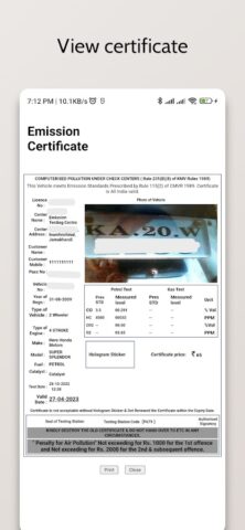 Emission Certificate Karnataka для Android — скриншот 3