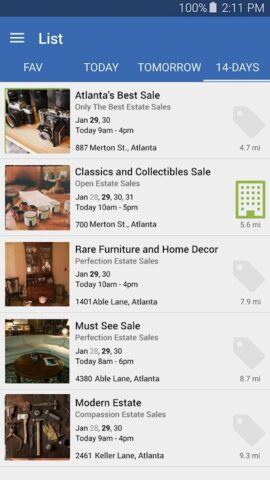 Estate Sales для Android — скриншот 4