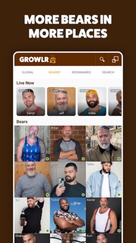 GROWLR: Gay Bears Near You для Android — скриншот 1