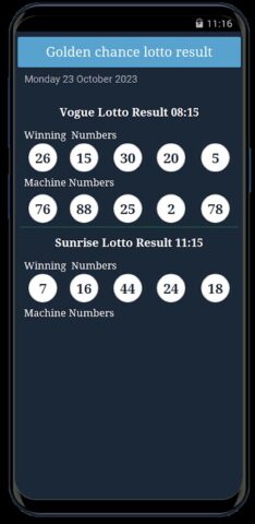 Golden Chance Lotto Result для Android — скриншот 2