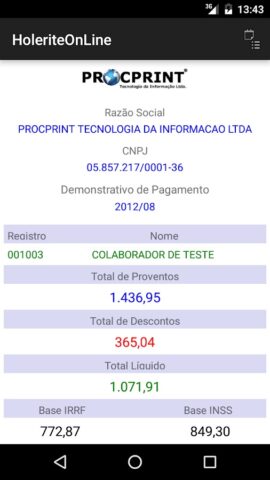 HoleriteOnLine для Android — скриншот 5