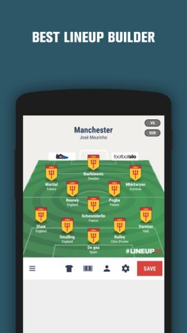 LINEUP11: Football Lineup для Android — скриншот 2