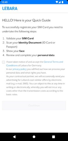 Lebara SIM Aktivierung для Android — скриншот 1
