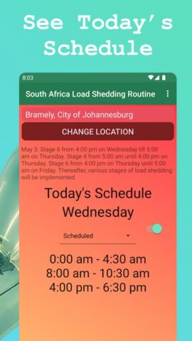 Load Shedding Schedule для Android — скриншот 2