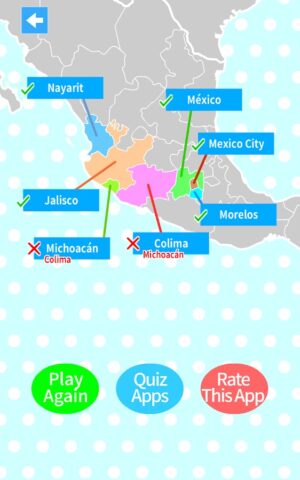 Mexico States Map Quiz для Android — скриншот 3