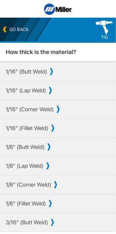 Miller Weld Setting Calculator для Android — скриншот 3