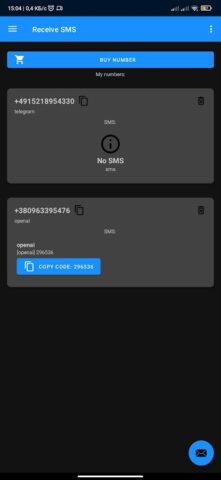 OnlineSIM для Android — скриншот 2