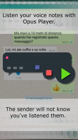 Opus Player — WhatsApp Audio для Android — скриншот 2