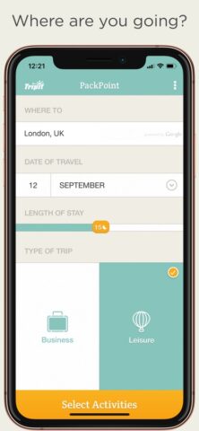 PackPoint Travel Packing List для iOS — скриншот 1