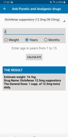 Pediatric Dose Calculator для Android — скриншот 3