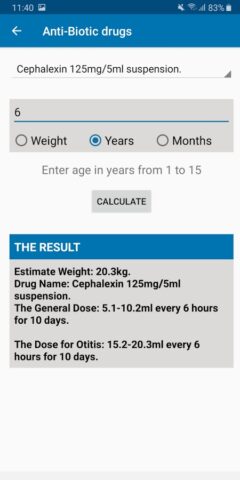 Pediatric Dose Calculator для Android — скриншот 5