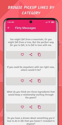Pickup Lines and Flirty Texts для Android — скриншот 2