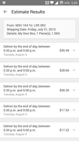 Purolator для Android — скриншот 5