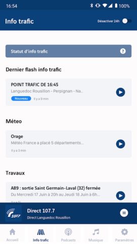 Radio VINCI Autoroutes 107.7 для Android — скриншот 3
