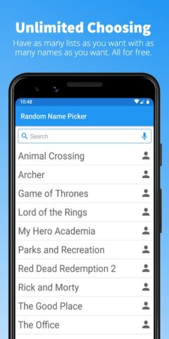 Random Name Picker для Android — скриншот 1