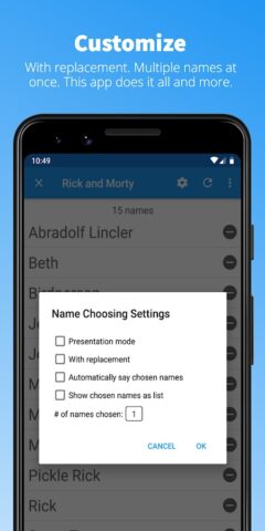 Random Name Picker для Android — скриншот 3