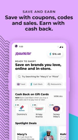 RetailMeNot: Cash Back & Codes для Android — скриншот 1