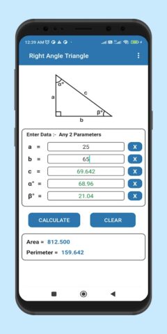 Right Triangle Calculator для Android — скриншот 1