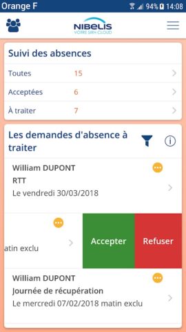 SIRH Nibelis для Android — скриншот 5