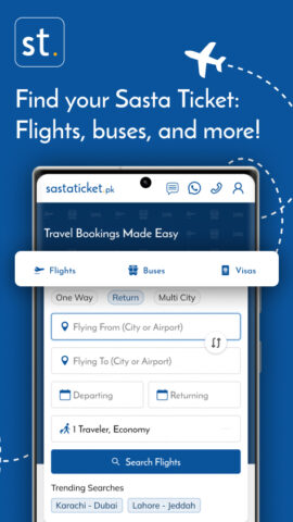 Sastaticket.pk Flights, Bus для Android — скриншот 1