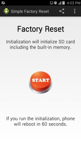 Simple Factory Phone Reset для Android — скриншот 1