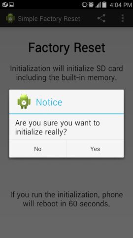 Simple Factory Phone Reset для Android — скриншот 2