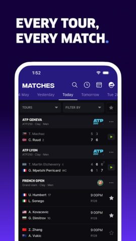 TNNS: Tennis Live Scores для Android — скриншот 1