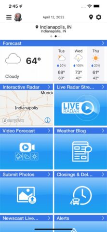 WTHR Live Doppler 13 Weather для iOS — скриншот 1