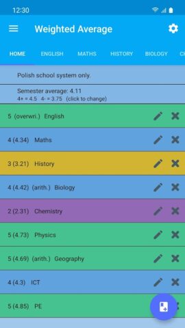 Weighted Average Grade Calc для Android — скриншот 1