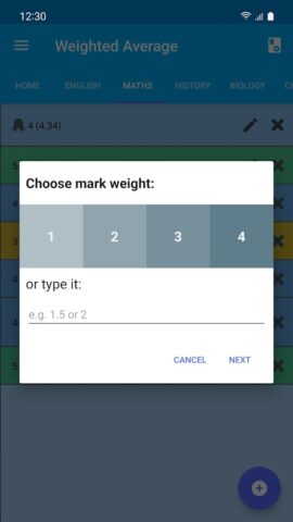 Weighted Average Grade Calc для Android — скриншот 4