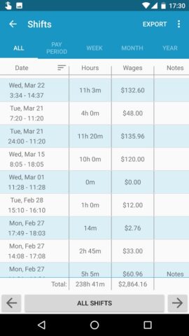 Work Log для Android — скриншот 4