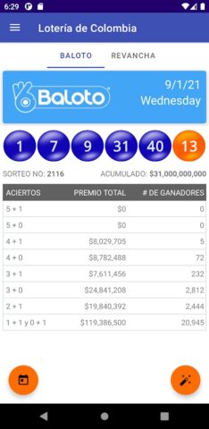 lotería de Colombia Predicción для Android — скриншот 1