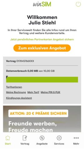 winSIM  Servicewelt для Android — скриншот 1