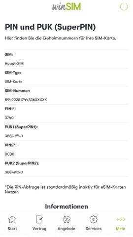winSIM  Servicewelt для Android — скриншот 3