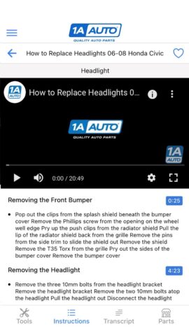 1A Auto: Parts & Repair Videos для Android — скриншот 4