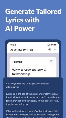 AI Lyrics Writer — Generator для Android — скриншот 3
