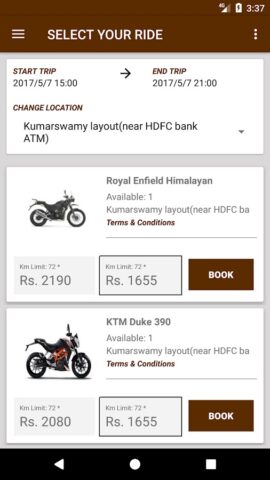 BYKEMANIA -Rent Bike Bangalore для Android — скриншот 3