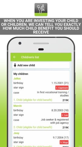 выплата пособия на ребенка для Android — скриншот 2