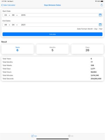 Калькулятор дней / дат — Date для iOS — скриншот 2