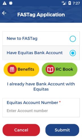 Equitas FASTag App для Android — скриншот 4
