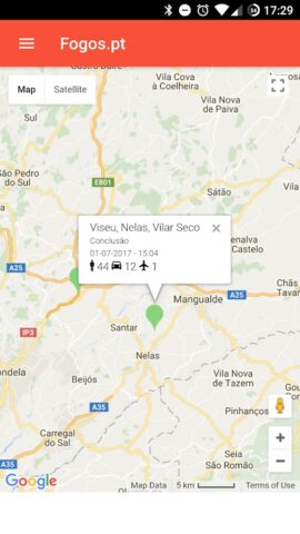 Fogos.pt для Android — скриншот 2